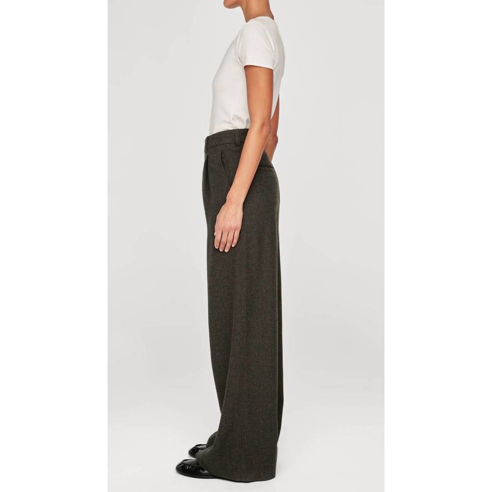 NEW DL1961 - WOMEN'S denim hepburn wide leg high rise pleated pants in evergreen - Picture 3 of 10